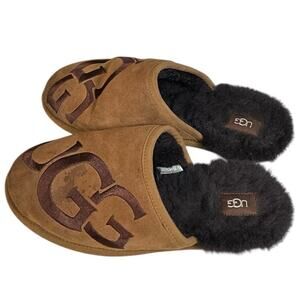 UGG Scuff Logo Chestnut Espresso Slip On Shearing Slipper US 10 Mens Used